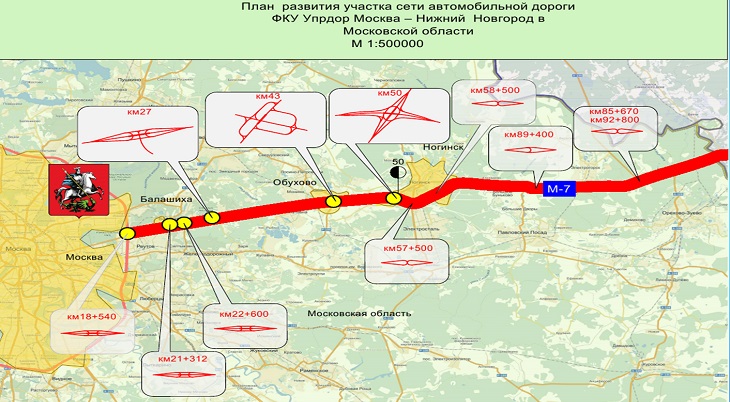 Дублер горьковского шоссе в московской области схема